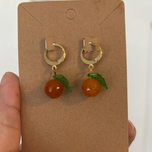 Chic Gold and Orange Fruit Earrings